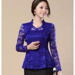 เสื้อผ้าลูกไม้ แขนยาว สีน้ำเงิน ใส่ออกงาน สไตล์ คุณหญิง คุณนาย ผ้าลูกไม้ เสื้อผู้หญิง ใส่ไปงานทางการ งานราตรี งานแต่งงาน ไทย ๆ แบบสวย มีดีไซน์ 424502_1