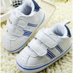 รองเท้าผ้าใบ เด็กเล็ก เด็กผู้ชาย เด็กผู้หญิง รองเท้าเด็ก สีขาว หนา นุ่ม ใส่สบาย แถบเปิดปิด 2 แถบ แน่นหนา มีช่องระบายอากาศ แถบคาดน้ำเงิน 14301_4