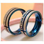 แหวนคู่ แหวนครบรอบวันแต่งงาน แหวนหมั้น แหวนแต่งงาน แหวนแทนใจ ดีไซน์ แกะลาย LOVE ONLY YOU สแตนเลส สีฟ้า ไม่เหมือนใคร แบบหรู 154912
