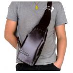 กระเป๋าคาดอก ผู้ชาย แบบมีสไตล์ กระเป๋าสะพายด้านหน้า หนัง Pu กันน้ำ สวย เงา มัน ทำความสะอาดง่าย แข็งแรงทนทาน สีดำ น้ำตาล น้ำเงิน 167634