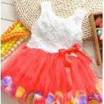 ชุดกระโปรงเด็กผู้หญิง อายุ 6 - 24 เดือน เดรสแขนกุด กระโปรง สีแดง เสื้อแขนกุด ปักกุหลาบขาว ใส่ไปงาน ชุดออกงานเด็กผู้หญิง 785574_4
