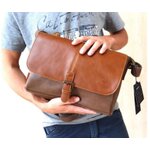 กระเป๋าใส่เอกสาร กระเป๋าสะพายข้าง ผู้ชาย หนัง pu แบบมีฝาปิด กระเป๋าสะพาย แบบวัยรุ่น สีน้ำตาล สีดำ เท่ 390594