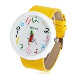 นาฬิกาข้อมือ ผู้หญิง ผู้ชาย ใส่ได้ สายหนัง ลายกราฟฟิค Paint รูปดินสอ ลายการ์ตูน ตัวเลขน่ารัก สีเหลือง ของขวัญให้แฟนสุดเก๋ no 824387_3