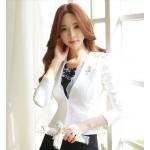 เสื้อคลุม แขนยาว สไตล์ เสื้อสูท ผู้หญิง สีขาว สีดำ แบบมีระบาย ที่แผง ยาว สวย เสื้อสูท หวาน ๆ ใส่ทำงาน 532225