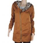 แจ็คเก็ต แบบมีฮู้ด เสื้อคลุม เสื้อหมวก เสื้อกันหนาว แบบมีฮูด สีน้ำตาล ด้านในลายเสือ เสื้อคลุมตัวยาว แบบสวย ราคาถูก ซิปหน้า แขนยาว ใส่สวย 293960_1