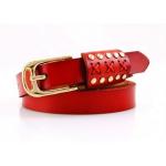 เข็มขัดผู้หญิง เข็มขัดหนังวัว แท้ ดีไซน์ ที่สวม เป็น เชือกถัก เท่ ๆ ติดหมุด สีทอง สไตล์ คาวบอย มีให้เลือกหลายสี ชมพู ฟ้า ดำ น้ำตาล ส้ม 608216