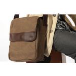 กระเป๋าสะพายข้างผู้ชาย ผ้าแคนวาส กระเป๋าสะพายผ้ายีนส์ สีน้ำตาล แบบมีฝาเปิดปิด ราคาพิเศษ กระเป๋าสะพายขนาดกลาง ใช้ไปเรียน ไปเที่ยว 405722