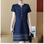 เดรส กระโปรงยีนส์ กระโปรงสั้น ปักลาย แบบไทย ๆ ใส่สวย ใส่ออกงาน แบบน่ารัก ๆ 621633