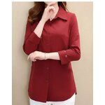 เสื้อเชิ้ตผู้หญิง เสื้อเชิ้ต แฟชั่น แขนยาว สีพื้น ใส่สบาย แบบสวย เสื้อเชิ้ตแขนยาว สีน้ำตาล สีแดง 648213