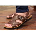 รองเท้าผู้ชาย รองเท้าแบบรัดส้น รองเท้า ใส่เที่ยว รองเท้าเดินทาง เปิดเท้า ระบายอากาศ ใส่สบาย รองเท้าแตะหนัง สีน้ำตาลเข้ม ใส่ลุยน้ำได้ แบบสวย 488409_1