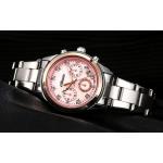 นาฬิกาข้อมือ ผู้หญิง ใส่ทำงาน นาฬิกาข้อมือ สายสแตนเลส หน้าปัด สีชมพู ฝังเพชร นาฬิกาข้อมือใส่ทำงาน สวยหรู มีสไตล์ 316647