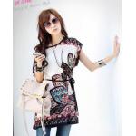 เสื้อแฟชั่น ผู้หญิง ตัวยาว ผ้าชีฟอง สไตล์วินเทจ ใส่หลวม ๆ เสื้อผู้หญิง ตัวยาว แฟชั่นเกาหลี พริ้นท์ลาย 211798