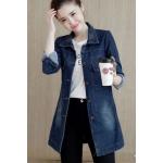 เสื้อแจ็คเก็ตยีนส์ เสื้อยีนส์แขนยาว ตัวยาว ความยาว ปิดสะโพก เสื้อคลุม สวย ๆ ใส่เที่ยว สำหรับคน สะโพกใหญ่ 370806
