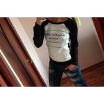 เสื้อยืดผู้หญิง แขนยาว เสื้อยืด แฟชั่น สีขาว แขนสีดำ ตัดกับเสื้อ สไตล์ สาวอเมริกัน แบบสวย ใส่สบาย พิมพ์ลาย Ballinciaga Harlem 206635_1