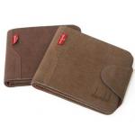 กระเป๋าสตางค์ผู้ชาย ใบสั้น หนังแท้ สีน้ำตาล รุ่นมีพับด้านหน้า แบบมีกระดุม ปิด ใส่บัตรได้เยอะ no 327534