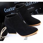 รองเท้าบูทผู้หญิง รองเท้ามาร์ตินบูท ส้นสูงเล็กน้อย รองเท้าหนังกำมะหยี่ รองเท้าหุ้มข้อ สูงนิดหน่อย สีดำ คลาสสิค มีซิปรูด ด้านข้าง 452451_1