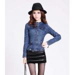 เสื้อยีนส์ ผู้หญิง แจ็คเก็ตยีนส์ แขนยาว สไตล์ สาวนักบิด ผู้หญิงขี่มอเตอร์ไซค์ เสื้อยีนส์ ปิดคอ สำหรับสาว มาดเท่ ชอบความเร็ว 340264