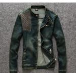 เสื้อเชิ้ตยีนส์ผู้ชาย เสื้อยีนส์แขนยาว ใส่เป็น Jacket ยีนส์ แบบเท่ ๆ โทนสีออก สีเขียว แบบมีดีไซน์ เสื้อแจ็คเก็ตยีนส์ แบบปิดคอ ขี่มอเตอร์ไซค์ 398703