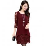 ชุดเดรส ผ้าลูกไม้ สีแดงเลือดหมู ชุดเดรส แบบผู้ใหญ่ ใส่ออกงาน สวยหรู ธรรมชาติ เดรสแขนยาว ผ้าลูกไม้ สวย ๆ 906868