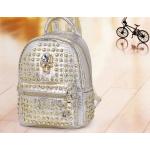 กระเป๋าเป้ กระเป๋าสะพายหลัง วัยรุ่น ไฮโซ กระเป๋าแนว ร็อค พั้งค์ ติดหัวกะโหลก แต่ง หมุด คริสตัล สีทอง กระเป๋าสะพาย แบบมีดีไซน์ เก๋ ๆ 687148