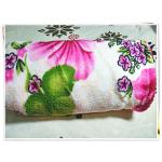 ผ้าห่มสำลี เนื้อนุ่ม สีครีมดอกไม้ ชมพู 5 ฟุต