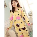 ชุดนอน แบบ เสื้อกางเกง เสื้อนอนแขนยาว พร้อมกางเกงเข้าชุด ลายวัวน้อย สีเหลือง แซมน้ำตาล ชุดนอน คุณหนู ไฮโซ ชุดนอนผู้หญิง แบบน่ารัก ๆ 799815_5