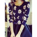 เสื้อเชิ้ตผู้หญิง เสื้อเชิ้ตใส่ทำงาน แขนยาว สีน้ำเงิน ลาย Print ดอกไม้ ขาว เสื้อใส่ทำงาน สมัครงาน Size M แบบ สวย ใส่สบาย ไม่ร้อน 47756_2