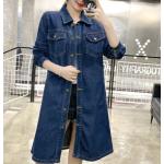 เสื้อแจ็คเก็ตยีนส์ เสื้อยีนส์แขนยาว ตัวยาว ใส่แบบ เสื้อโค้ท เสื้อคลุม เสื้อยีนส์ ใส่เที่ยว ต่างประเทศ แบบเท่ ดีไซน์สวย 789092