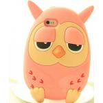 เคส iphone 6 ขนาด 4.7 นิ้ว เคสซิลิโคน อย่างหนา เคสนกฮูก ตาปรือ เคส 3 D ลายหายาก นกฮูก สีชมพู พีช 5073122