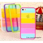 เคส iphone 5 สีรุ้ง Rainbow case ขอบชมพูเข้ม ฟรีปากกา Touch screen