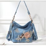 กระเป๋ายีนส์ แบบสวย ๆ ลายดอกไม้ กระเป๋ายีนส์ แบบผู้หญิง แต่งกลิตเตอร์ เพชร ลายดอกไม้ แบบเก๋ ๆ 347546