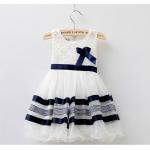 เดรส เด็กผู้หญิง เดรสแขนกุด ใส่หน้าร้อน สุดแสน น่ารัก สไตล์ ลูกคุณหนู สีขาว ริบบิ้นน้ำเงิน ลายดอกไม้ เดรสใส่เที่ยว ใส่ไปงาน เก๋ ๆ 276400