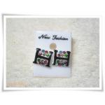 ต่างหู ตุ้มหู H ฝังเพชร CZ 027