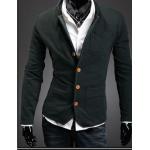 เสื้อสูท ผู้ชาย เสื้อ Jacket นอก แขนยาว ผ้า Cotton กระดุมหน้า สีเขียวแก่ สีเข้ม มีกระเป๋า หน้า หลายจุด เสื้อคลุม คอปก ดีไซน์ เก๋ 278521_2