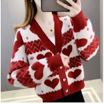 เสื้อคลุมไหมพรม เสื้อคลุมใส่ในออฟฟิต ลายหัวใจ น่ารัก ๆ เสื้อกันหนาวไหมพรม ลายหัวใจ หวาน ๆ 962700