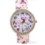 นาฬิกาข้อมือผู้หญิง นาฬิกาแฟชั่น สำหรับคนชอบสะสม นาฬิกาข้อมือ สาย Silicone อย่างดี หน้าปัด ล้อมเพชร คริสตัล ลายนก สีชมพูอ่อน 829094_5