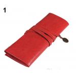 กระเป๋าใส่เครื่องสำอางค์ กระเป๋าใส่ดินสอ ปากกา หนังแท้ สไตล์ วินเทจ สามารถใส่ ดินสอ เขียนตา ดินสอแต่งหน้าได้ สีแดง no 31790_1