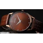 นาฬิกาผู้ชาย สายหนัง โทนสีน้ำตาลไหม้ หน้าปัดสีน้ำตาล ตัวเรือนจากญี่ปุ่น กันน้ำได้