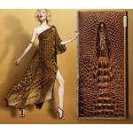 กระเป๋าสตางค์ผู้หญิง ใบยาว กระเป๋าสตางค์คุณนาย กระเป๋าสตางค์ไฮโซ ถือออกงาน หนังวัวแท้ 2 ชั้น ปั้มลาย หนังจรเข้ เงาวับ ตัวเป็นลาย สวยหรู สุด ๆ 87682