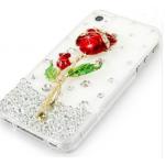 เคส iphone 4 4S เคสคริสตัล เคสติดดอกกุหลาบ สีแดง เคสใส Hand Made สวย ๆ ราคาถูก 5034947