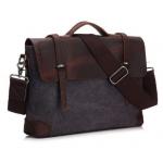 กระเป๋าถือผู้ชาย ผู้หญิง กระเป๋าใส่เอกสาร หนังแท้ ผสมผสาน กับผ้าแคนวาส ผ้ายีนส์แบบสวย ดีไซน์ เท่ สไตล์วินเทจ 748544