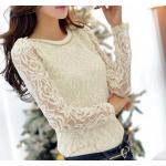 เสื้อซีทรู ผสม ลูกไม้ สีขาว เสื้อแฟชั่น แขนยาว สาวไฮโซ แขนซีทรู ใส่ทำงาน ออกงานหรู งานไฮโซ งานโรงแรม เสื้อใส่ออกงาน แบบสวย ๆ 927798