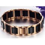 สร้อยข้อมือผู้ชาย 316L Stainless Steel ไม่ลอกไม่ดำ ผสมผสาน กับ เซรามิก สีเงิน ทอง ดำ Rose Gold เพิ่มความหรูหรา ให้กับข้อมือของคุณ 808373