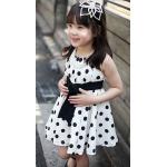 ชุดกระโปรงเด็กผู้หญิง ทรง A เดรสเด็ก สีขาว ลายจุด no 34146_1