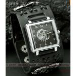 นาฬิกาข้อมือ แนวร็อค นาฬิกาหนังแท้ แต่ง จี้แมงป่อง นาฬิกาพังค์ สายหนังสีดำ no 45486