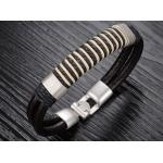 สร้อยข้อมือผู้ชาย สร้อยข้อมือหนังแท้ สีดำ งาน hand made ถัก สไตล์ อินเดียแดง ดีไซน์ ตัวรัด สีเงิน แบบเก๋ ๆ 435062