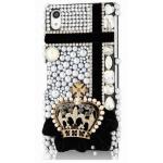 เคส SONY Xperia Z2 D6503 D6502 เคส 3 D โทนสีดำ ติดมงกุฏ สไตล์ อังกฤษ ตัด กับ มุกสีขาว ติดเพชร เคสเว่อร์ ๆ ไม่ซ้ำใคร 101572_4