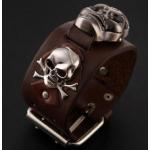 นาฬิกาข้อมือ แนวร็อค รูปหัวกะโหลก สายหนังแท้ สีน้ำตาล และ สีดำ นาฬิกาข้อมือแบบพังค์ ลดราคา no 84778