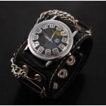 นาฬิกาข้อมือ แนว Rock หรือ พังค์ นาฬิกาสายหนังแท้ หน้าปัด หัวกะโหลก วันฮาโลวีน สายหนังสีดำ หน้าปัดดำ no 577936_3