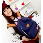 กระเป๋าสะพายหลัง กระเป๋าเป้ ผ้า canvas หรือ ผ้ายีนส์ กระเป๋าใส่หนังสือ ไปเรียนได้ แฟชั่น ญี่ปุ่น หูแมว น่ารักสุด ๆ สีน้ำเงิน กรมท่า no 4833060_8